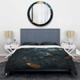 thumbnail image 3 of Designart "Stylish Dark Geometric Elegance in Gold and Black" Abstract Tile Bedding Covert Set - Abstract Gold Modern Bed Set With 2 Shams, 3 of 5