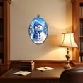 thumbnail image 4 of Canvas Wall Art Snowman Winter Let It Snow Blue Outside Yard Decoration Blue Knitted Oval Framed Canvas Prints Vintage Wall Hanging Decor for Home Decorations 8.6"x11.4", 4 of 7