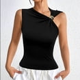 thumbnail image 7 of STETMN Women's Sleeveless Tops Asymmetrical Neck Slim Tee Going Out Summer Casual Ruched Y2k Tank Top, 7 of 7