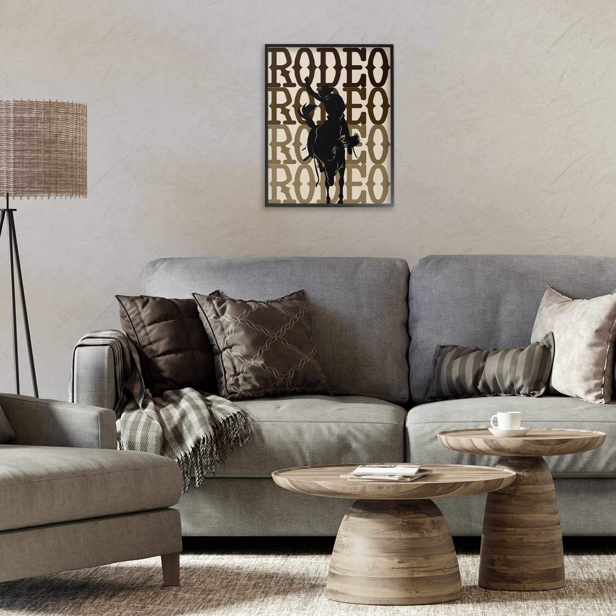 Stupell Industries Rodeo Gradient Cowboy Black Framed Giclee Art, design by CAD Designs