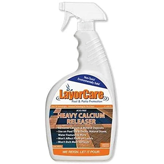LayorCare Heavy Calcium Releaser - Removes Calcium Build Up on Pool Tile, Stone, Decks - 32 Fl Oz