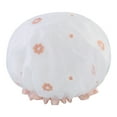 thumbnail image 2 of Gorro de ducha de doble capa con encaje, reutilizable, de plástico elástico, para spa, hogar, hotel y peluquería., 2 of 3