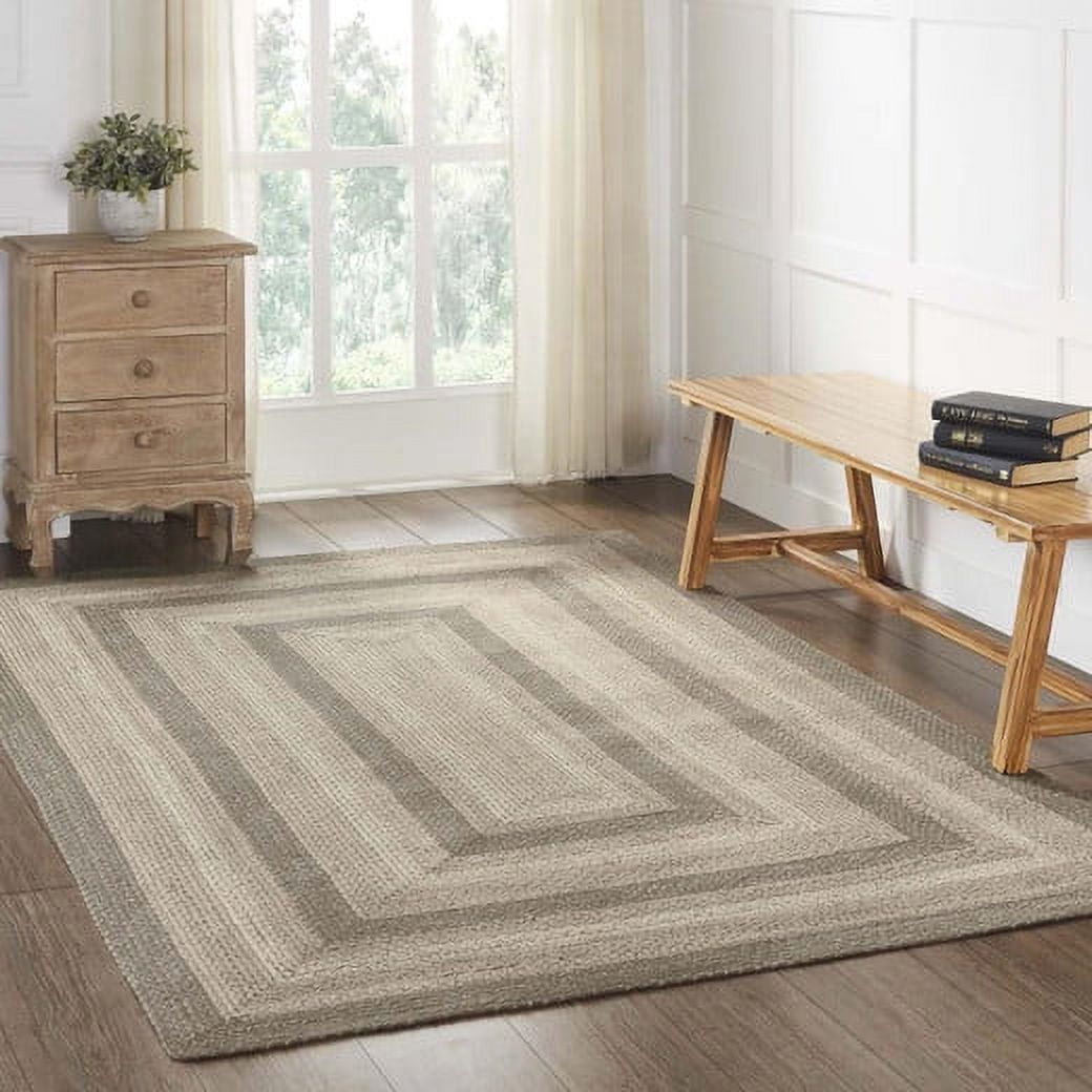 VHC Brands Cobblestone Rug with PVC Pad, Jute Blend, Oval, Tan Grey White, 60x96 inches