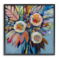 Stupell Industries Wonderment Bold Bouquet Botanical & Floral Painting Gray Framed Art Print Wall Art, 24 x 24