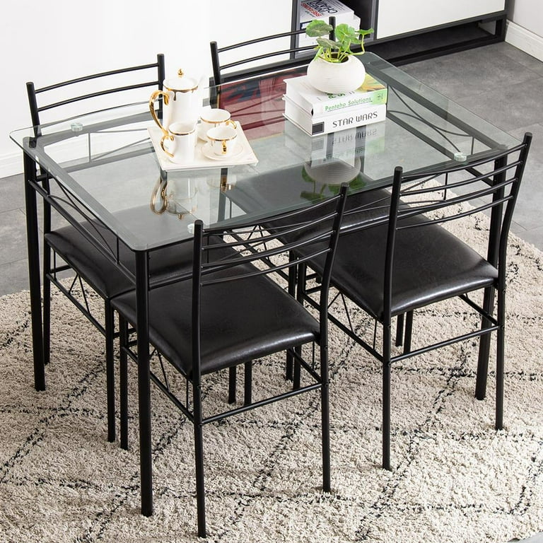 Zimtown 5-Piece Sturdy Dinette Set, Dining Table with 4 Zimtown 5-Piece Sturdy Dinette Set, Dining Table with 4