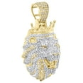 thumbnail image 2 of 10K Yellow Gold Round Diamond Lion Head Crown Pendant 1.65" Pave Charm 1.05 CT., 2 of 6