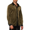 thumbnail image 4 of INSPIRE CHIC Men's Shirt Sparkle Dress Long Sleeve Party Shining Texture Shirt S Golden, 4 of 5