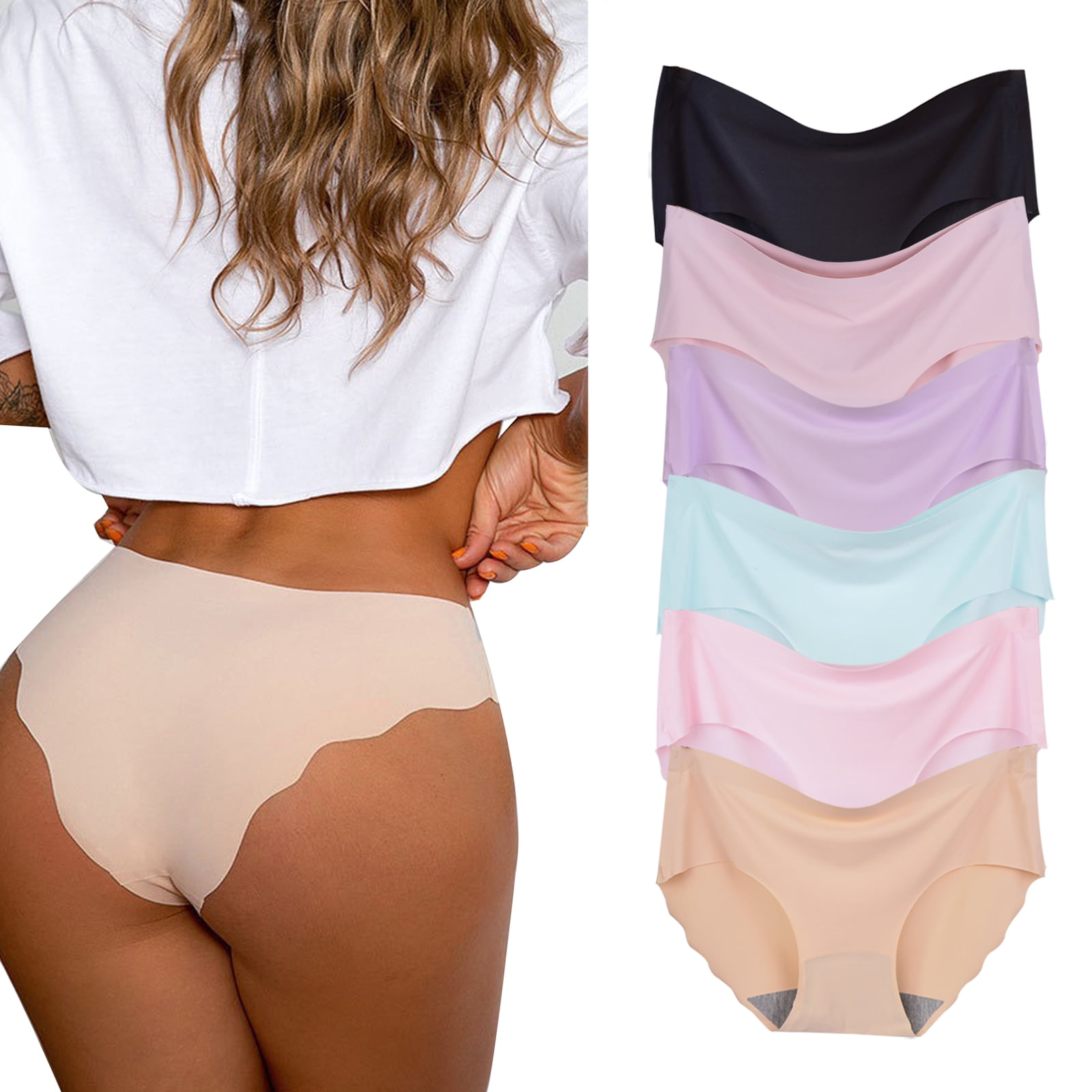 Buankoxy Women's Invisible Seamless Hipster Panties MidRise No Show