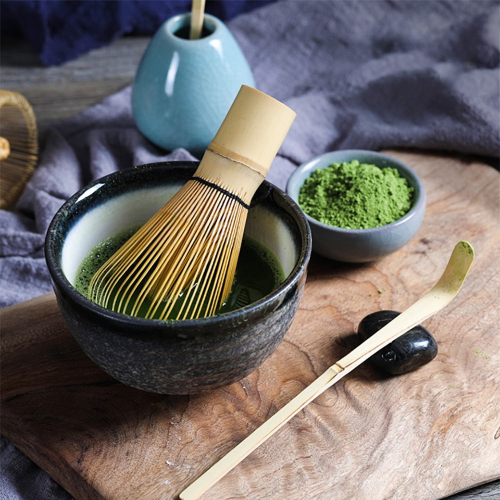 Worallymy Matcha Making Tool Set Japanese Tea Set natural Bamboo Tea Whisk  traditional Tea Spoon Ceramic Tea Whisk Holder Matcha DIY Accessories