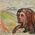 thumbnail image 3 of Edvard Munch 12x12 Black Modern Framed Museum Art Print Titled - Head by Head in Landscape (1908), 3 of 5