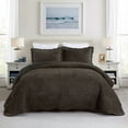 thumbnail image 2 of 3 Pcs Luxury Velvet Oversized Embroidery Quilted Quilt Set  Soft and Plush Bedding Set  Includes Quilt and Shams All-Season Comforter, 2 of 9