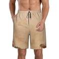thumbnail image 2 of Uemuo Engraved Coffee On Kraft Paper Pattern Men's Swim Trunks Hawaiian Beach Bathing Suit Swimsuits Beach Quick-Dry Shorts with Pockets-Small, 2 of 9