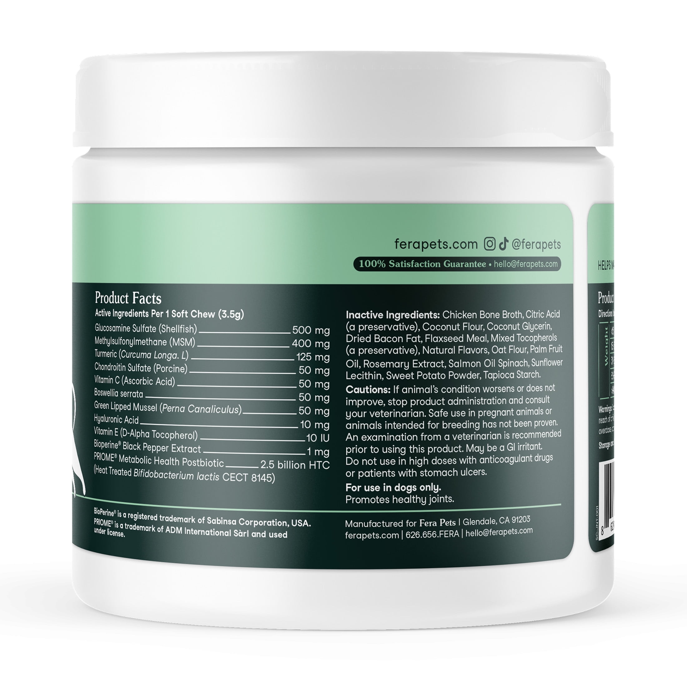 Fera Pets Dog Hip & Joint Supplement - With Turmeric & Glucosamine - Supports Mobility & Weight Management - 90 Soft Chews