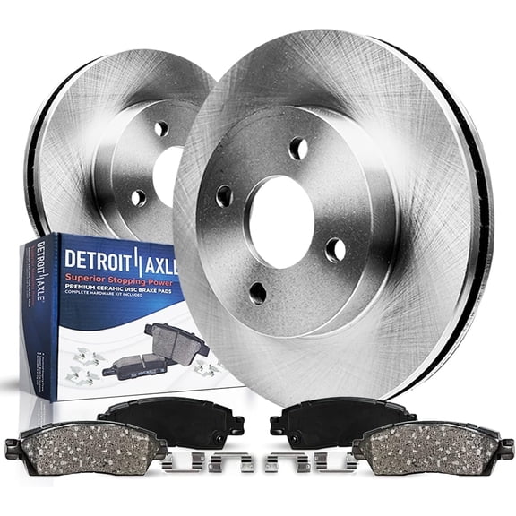 Detroit Axle - Front Brake Kit for 2015-2017 Nissan Micra 2012-2019 Versa 2014-2019 Versa Note, Disc Brake Rotors Ceramic Brakes Pads with Hardware Replacement: 10.24" inch Rotors