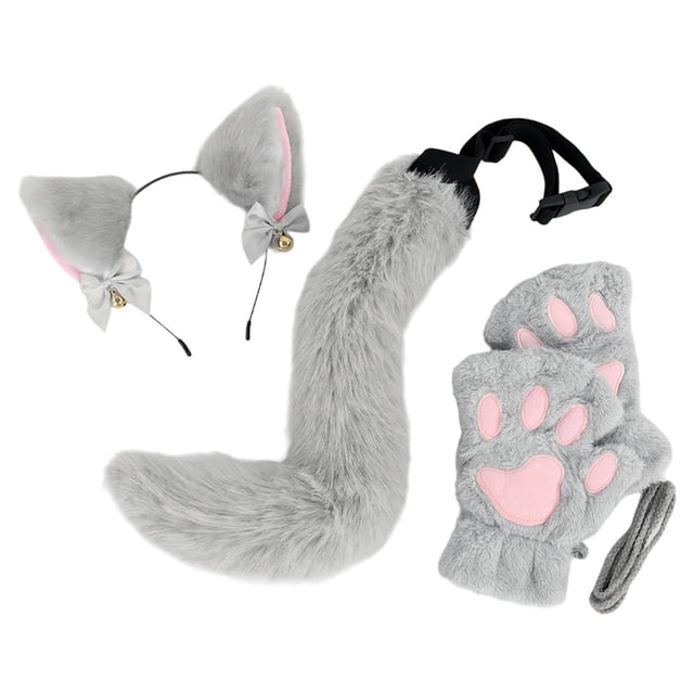 Guardoinrt Ensemble Oreilles et Queue de Chat Mignon Thème Performance une Paire pour Fêtes de Scène Bal Animaux Marron