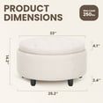 thumbnail image 5 of Beige Round Ottoman with Storage and Reversible Tray, Upholstered Fabric Footrest Coffee Table for Living Room, Bedroom, Entryway-25 Inch, 5 of 8