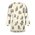 thumbnail image 5 of CYMMPU Women's Elegant Blouse Tunic Tops Floral Printed 3/4 Length Sleeve Business Work Blouses to Wear with Leggings Vintage Summer Fall Swing Shirts V-Neck 2025 Clothes Khaki XXL, 5 of 5