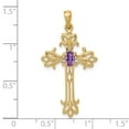 thumbnail image 3 of Real 14kt Yellow Gold Polished Amethyst Cross Pendant; 2.25 inch; for Adults and Teens; for Women and Men, 3 of 4
