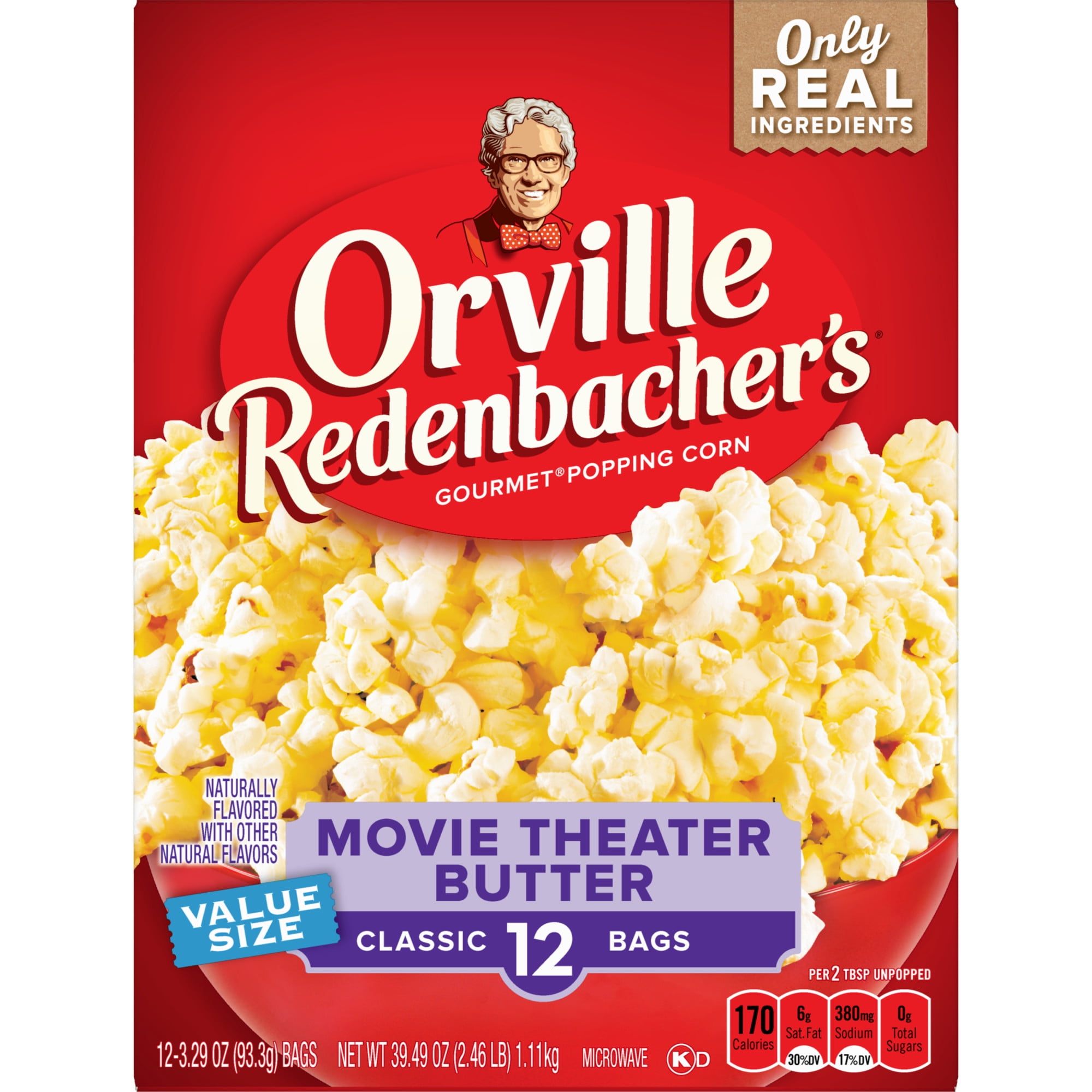 Orville Redenbacher's Movie Theater Butter Microwave Popcorn, 3.29 oz, 12 Count-Pack of 2
