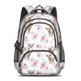 thumbnail image 2 of Highland Cow and Flower Print Backpack for School, Cute School Bag with Adjustable Shoulder Straps and Padded Back, 16.9"x12.6"x5.9", 2 of 5