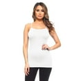 thumbnail image 3 of Women's Long Camisole Spaghetti Strap Seamless Tank Top, White, 3 of 7