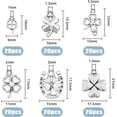 thumbnail image 2 of 120 piezas de 6 estilos de dijes de trébol de cuatro hojas del Día de San Patricio, dijes colgantes de trébol de plata para manualidades, pulseras, collares, accesorios para hacer joyas., 2 of 6