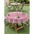 thumbnail image 4 of Outdoor Tablecloth with Umbrella Hole for Patio/Picnic/Party/Camping, Red Ombre Waterproof Table Cloth Round Cover Washable, Farmhouse Stripes Modern Abstract Art (Dia 54"), 4 of 8