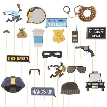 

NUOLUX 21 Pcs Police Catching Thief Role Play Party Photo Props Funny Party Tool Decoration