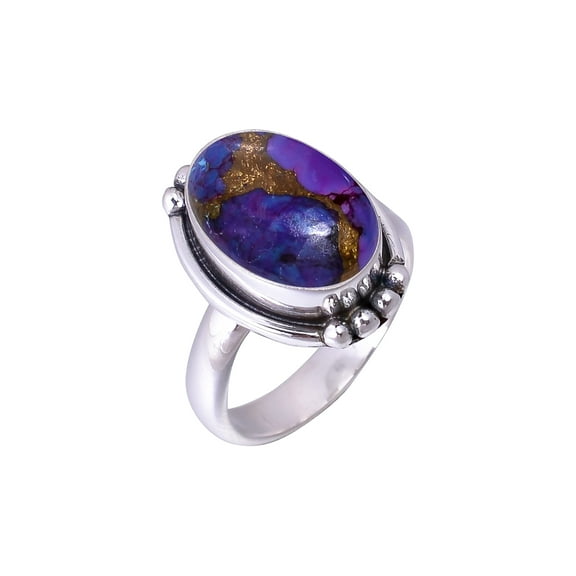 Copper Purple Turquoise 925 Sterling Silver Ring, Adjustable Ring, Silver Jewelry Ring, Purple Ring, Oval Ring, Dainty Ring, Handmade Ring, Gemstone R