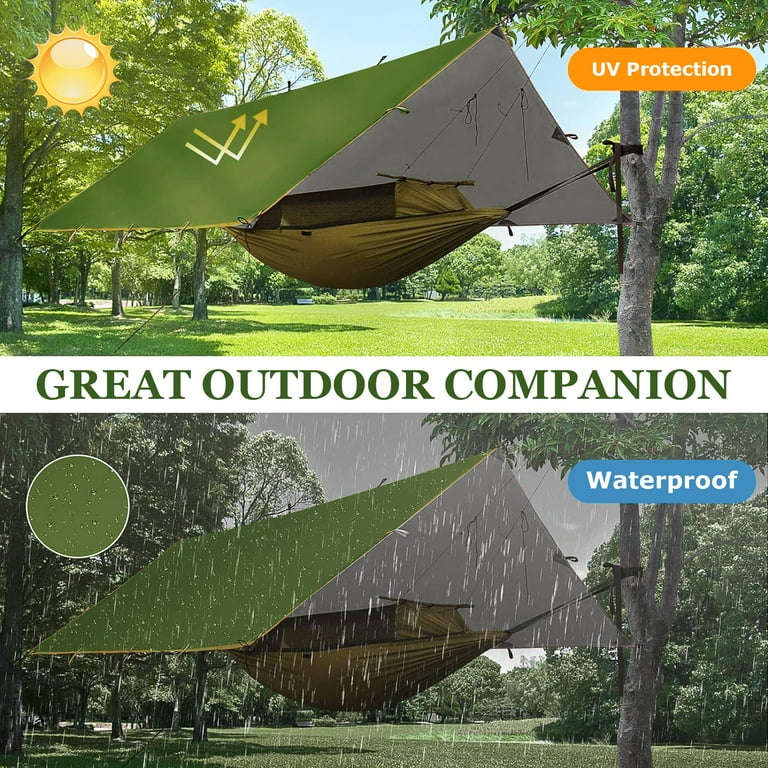 Hammock Rain Fly, Lightweight and Compact Tent Tarp 10x10FT Fast