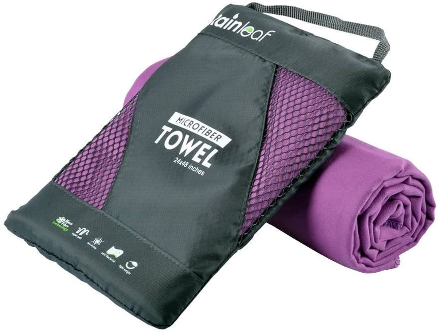 Rainleaf Microfiber Towel Dry Fast Perfect Travel Camp Gym 30x60 Purple New 