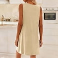 thumbnail image 4 of gakvbuo Summer Tank Dress For Women Mini Dress Sundress Womens Solid Color Round Neck Sleeveless Loose Mid Calf Nightgown, 4 of 8