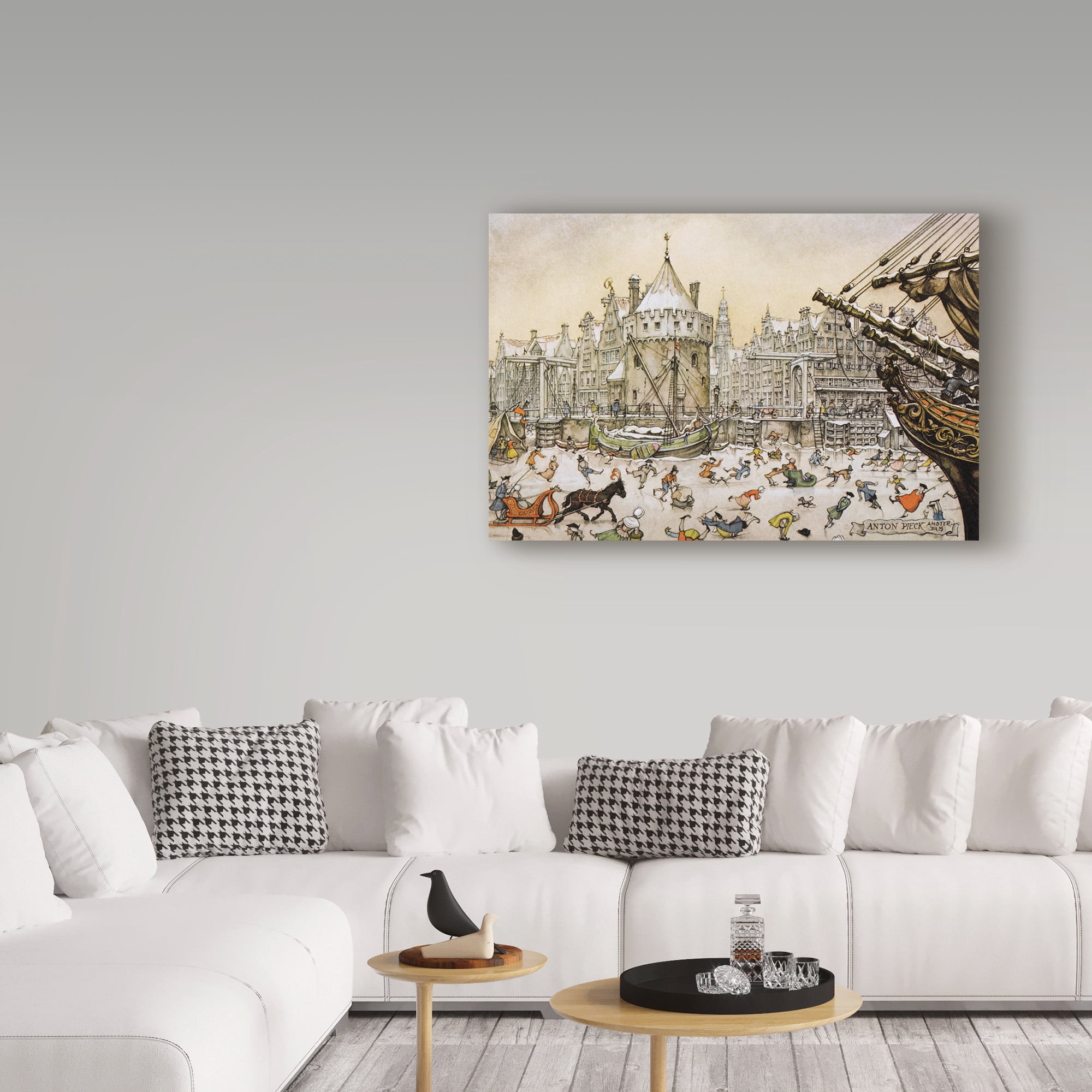 Trademark Fine Art 'Skating On The Harbor' Canvas Art by Anton Pieck