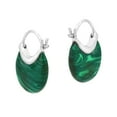 thumbnail image 5 of Trendy Malachite Disc on Sterling Silver Huggie Hoop Earrings, 5 of 5