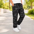 thumbnail image 2 of JAJAHO Kids Boys Cargo Jogger Pants With Multi Pockets Camouflage Casual Drawstring Loose Straight Leg Pants 5-16Y, 2 of 5