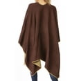 thumbnail image 2 of Sakkas Mari Women's Reversible Large Poncho Shawl Wrap Scarf Cape Ruana Blanket - Brown - One Size Regular, 2 of 7