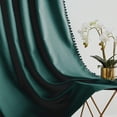 thumbnail image 6 of Exultantex Full Black Out Curtains Green Pompom Thermal Insulated Velvet Drapes for Home Décor, 50"W x 63"L, 2 Panels, Rod Pocket, 6 of 6