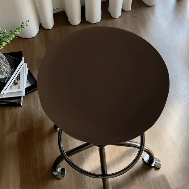 Funda Elástica de Seda Color Leche para Taburete Redondo | Funda de Poliéster Suave y Elástica | Protección Contra Derrames Resistente Al Agua | Funda Versátil para Silla de Bar, Comedor, Sala de Est