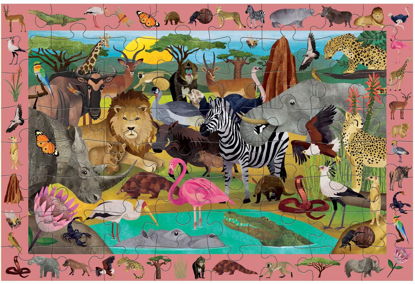 African Safari Search and Find Puzzle, 64 Pieces, 23” x ” – Jigsaw  Puzzle for Kids Age 4+, Colorful Illustrations of Animals, Insects &  Plants, Complete Puzzle to Find 40+ Hidden Images 