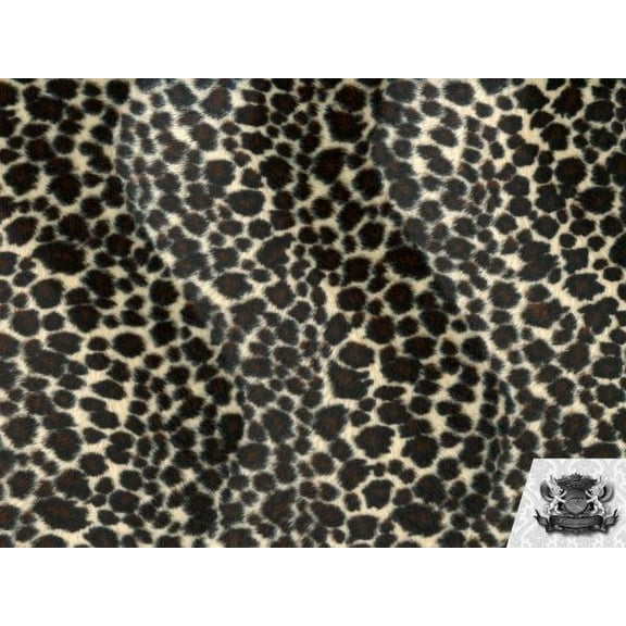 Velboa Faux Fake Fur Short Pile Cheetah Dark Brown Fabric
