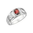 thumbnail image 4 of RYLOS Men's Rings Sterling Silver Classic 7X5MM Oval Gemstone & Diamond Ring Garnet January Birthstone Rings For Men Size 12, 4 of 7