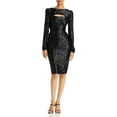 thumbnail image 3 of Aqua Women's Sequined Keyhole Sheath Dress Black B4HP (Regular,8), 3 of 3
