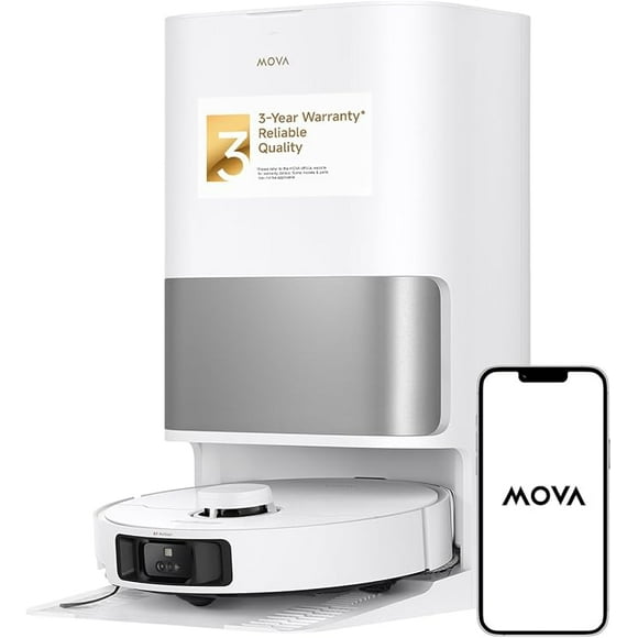 MOVA P10 Pro Ultra Aspirateur Robot et Vadrouille, Vadrouille Extensible à Double Rotation, Nettoyage Bord à Bord, Aspiration 13k Pa, Système de Levage Propre, Lavage à l'Eau Chaude 70 °C