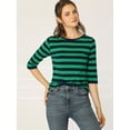 thumbnail image 3 of Disfraz de Día de San Patricio para mujer Mangas en el codo Top Cuello redondo Camiseta ajustada Camiseta estampada informal verde azul oscuro L, 3 of 6
