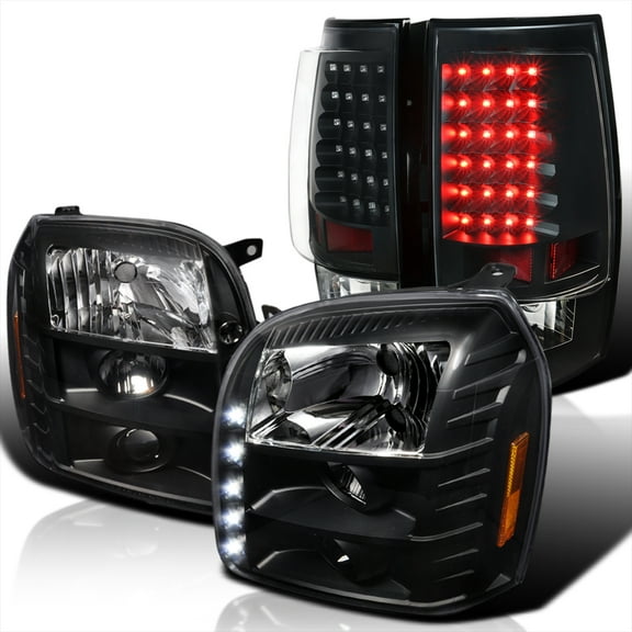 Spec-D Tuning Black LED Projector Headlights   Tail Lights LED Brake Lamps Compatible with 2007-2014 Yukon Left   Right Pair Headlamps Assembly