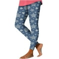 thumbnail image 4 of Cute Print High Waist Yoga Pants that Look Like Jeans Tummy Control Leggings Tights Compression Pants Gym Fitness, 4 of 5