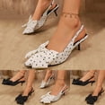 thumbnail image 2 of Heels for Women Bow Poined Toe Slingabck Sandals Summer Kitten Heel Ankle Strap Wedding Party Dress Pumps Shoes Black Size 8, 2 of 7