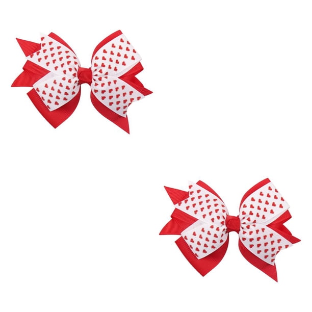 Guardurnaity Pinza para el pelo con lazo para niñas, alfileres multicapa, abrazadera en forma de corazón, pasadores decorativos, tocados, regalo rojo doble capa 2Conjunto