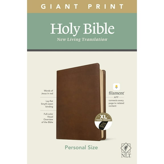 NLT Personal Size Giant Print Bible/Filament Enabled-Rustic Brown LeatherLike Indexed