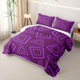 thumbnail image 3 of Castle Fairy Minimalism Outline Square Bed Spread Queen 3pcs,Abstract Triangle Outline Queen Coverlet Set,Violet Dark Purple,1 Quilt and 2 Pillowcases, 3 of 7